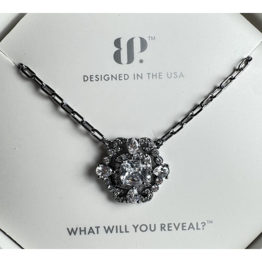 Bomb Party Necklace - NK11352 "Snowflake Goddess" CZ On Hematite